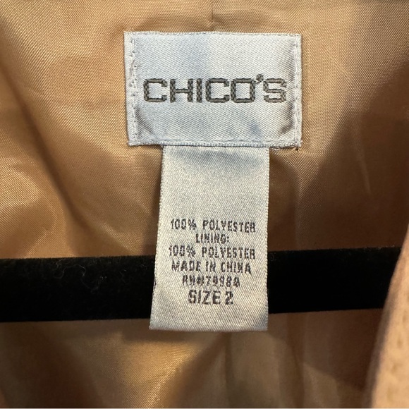 Chico's Full Button Front Jacket Blazer in Gold Champagne Metallic Satin - Picture 5 of 9